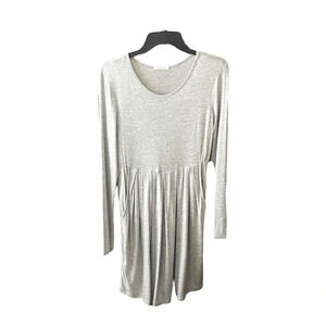 12pm by Mon Ami women’s stretch pullover midi dress pleated pockets SZ S gray
